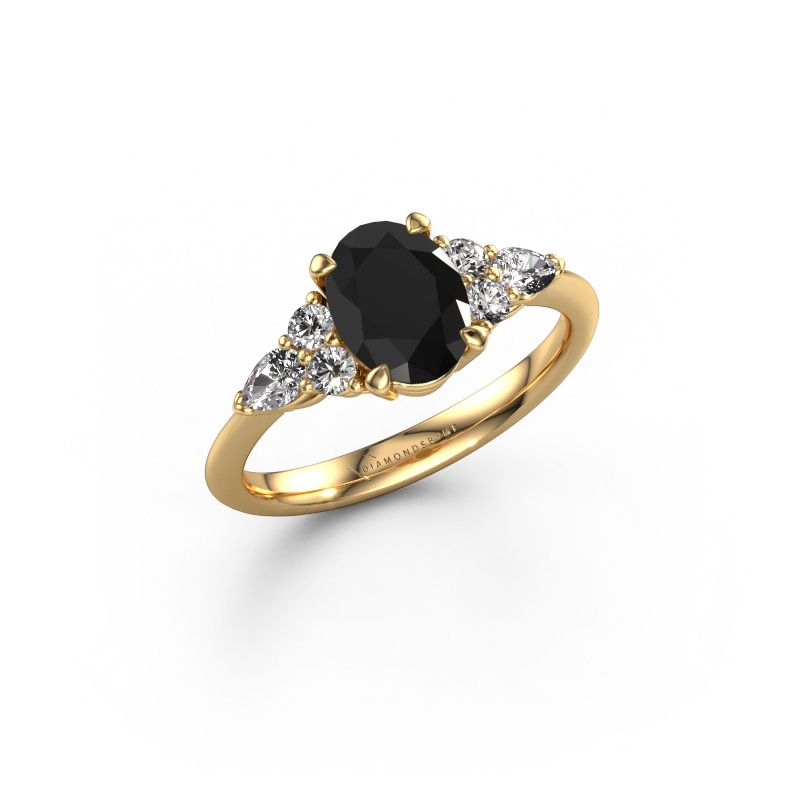 Engagement ring Melani OVL 585 gold black diamond 1.94 crt