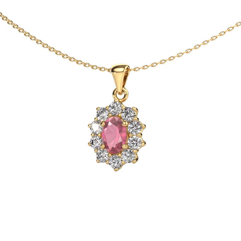 Ciondolo Leesa 585 oro tormalina rosa 7x5 mm