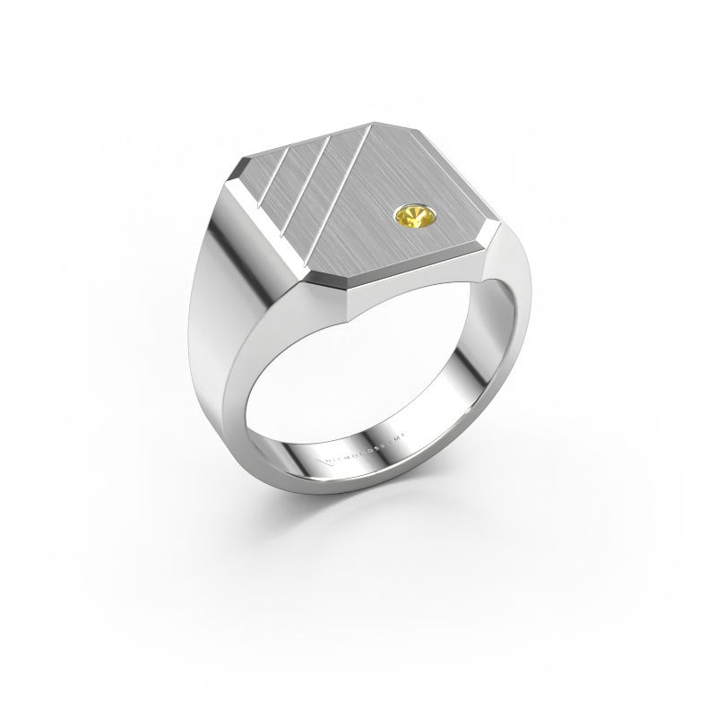 Chevalière Patrick 3 950 platine saphir jaune 2.5 mm