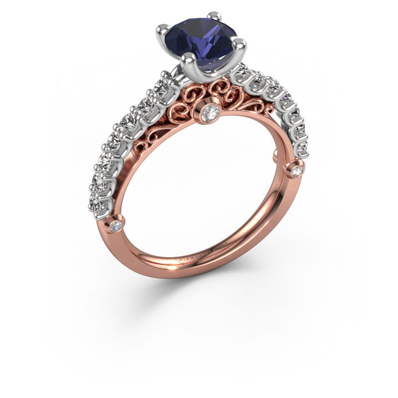 Verlobungsring Shaunda 585 Roségold Saphir 6 mm