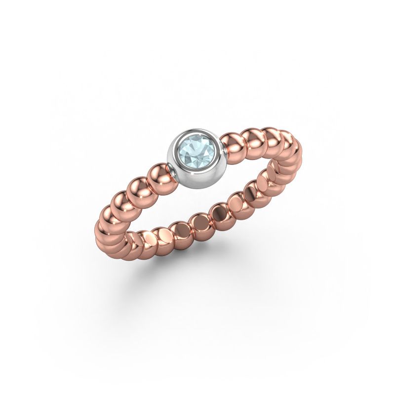Aanschuifring Dini 585 rosé goud aquamarijn 3 mm