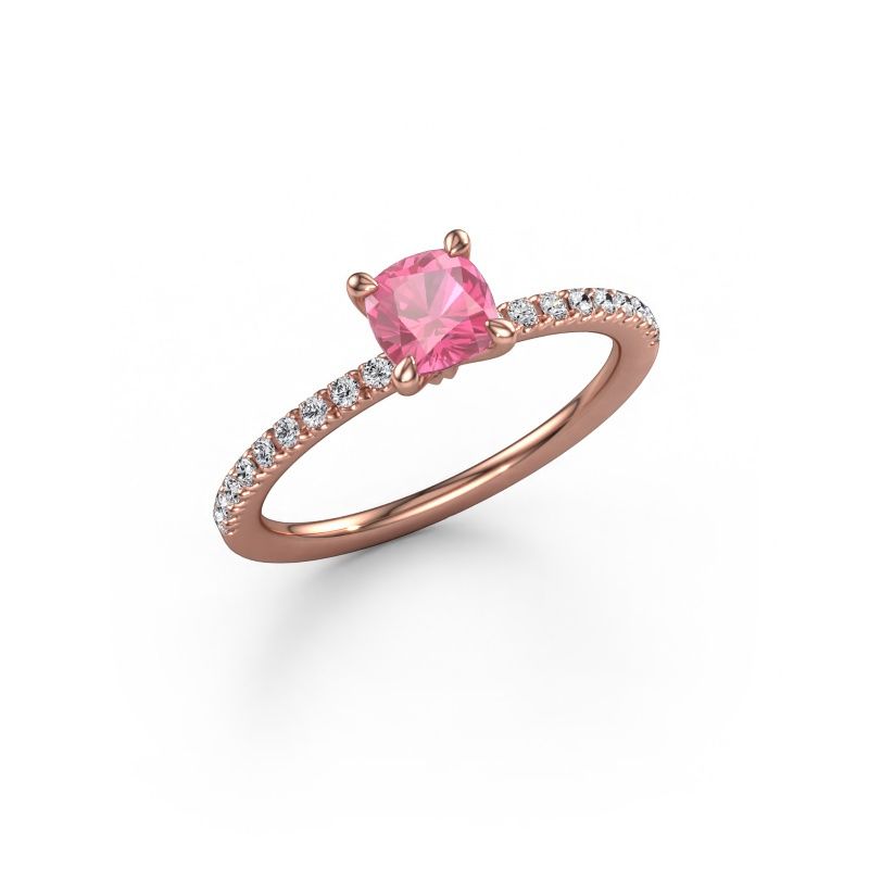 Verlovingsring Crystal CUS 2 585 rosé goud roze saffier 5 mm