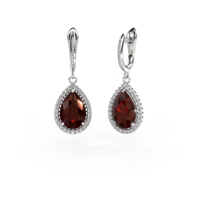 Pendants d'oreilles Tilly per 4 585 or blanc grenat 12x8 mm