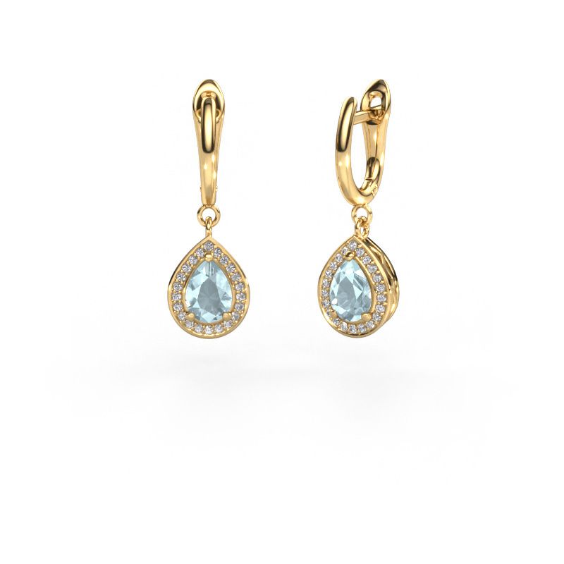 Pendants d'oreilles Ginger 1 585 or jaune aigue-marine 7x5 mm
