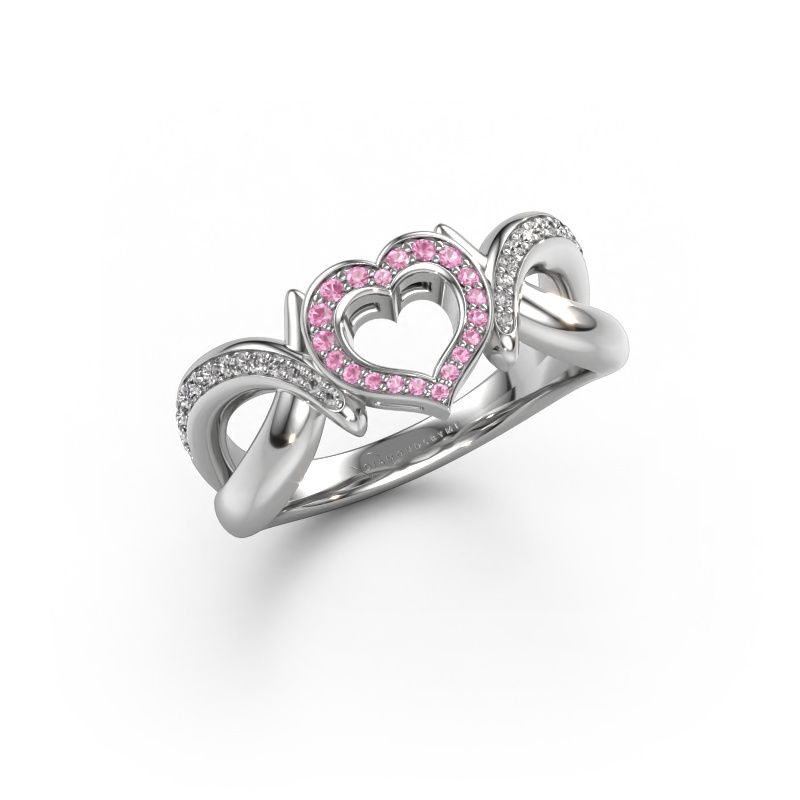Bague Earlie 2 950 platine saphir rose 1.1 mm