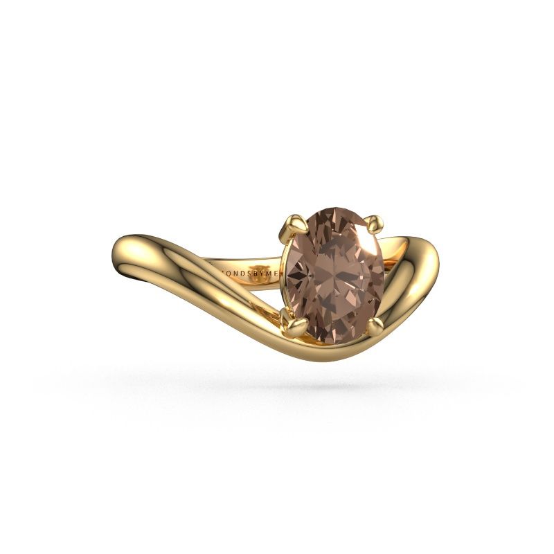 Bague de fiançailles Femke OVL 585 or jaune diamant brun 1.10 crt