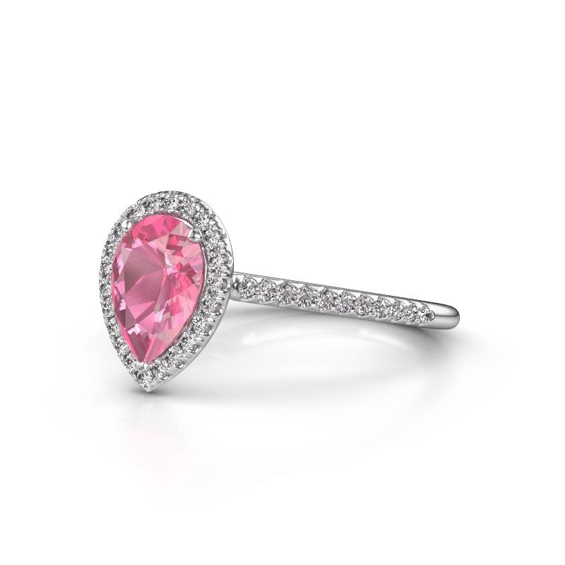 Image of Engagement ring seline per 2<br/>585 white gold<br/>Pink sapphire 8x6 mm