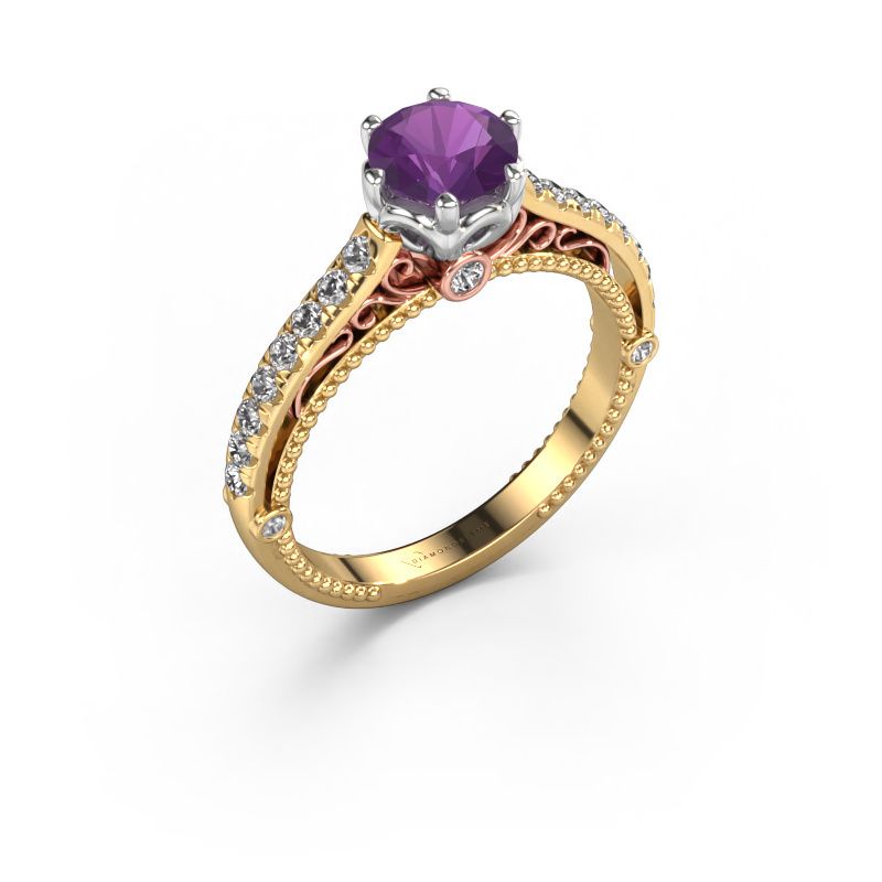 Bague de fiançailles Venita 585 or jaune améthyste 6.5 mm