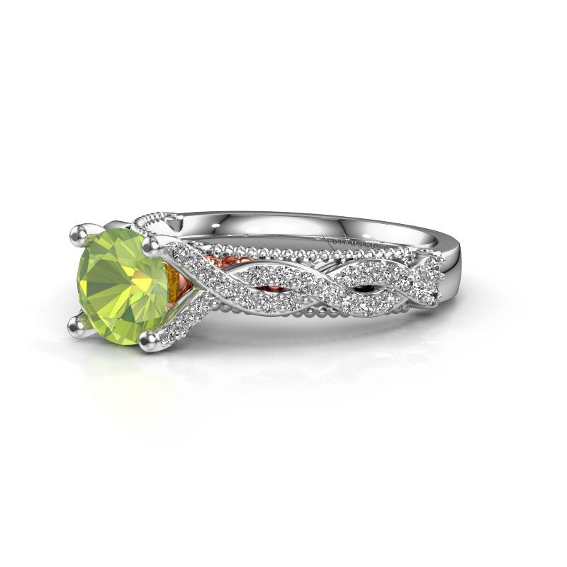 Afbeelding van Verlovingsring Chantelle<br/>585 witgoud<br/>Peridoot 6.5 mm
