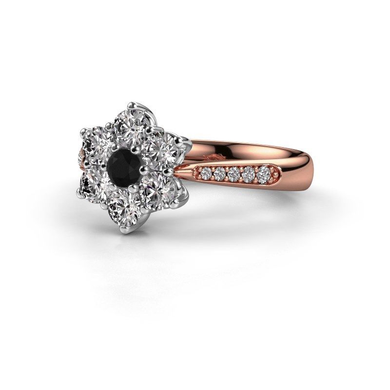Afbeelding van Verlovingsring Chantal 2 585 rosé goud zwarte diamant 0.12 crt
