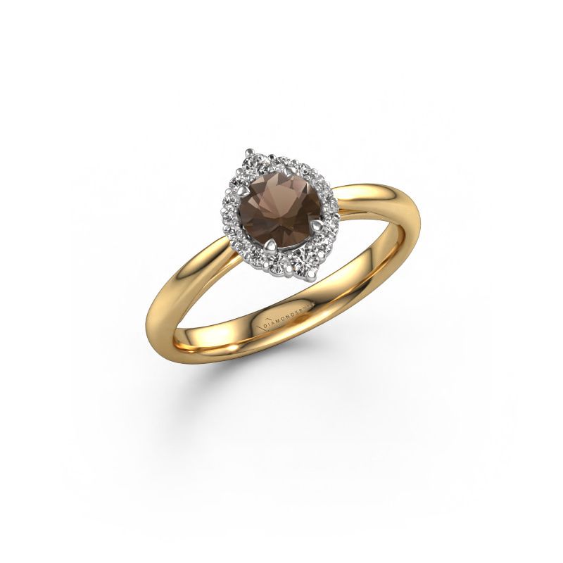Engagement ring Tora 585 gold smokey quartz 5 mm