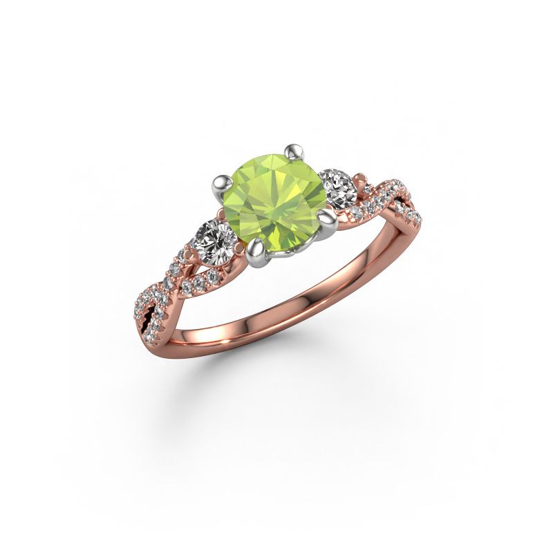 Engagement ring Marilou RND 585 rose gold peridot 6.5 mm