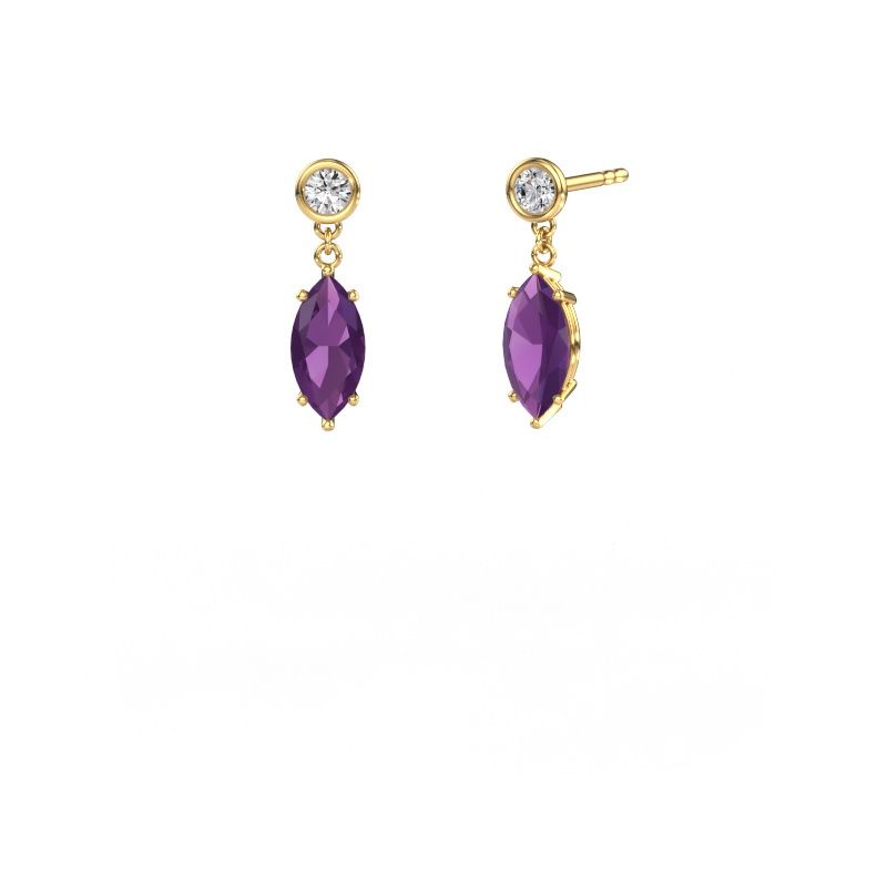 Pendants d'oreilles Lacey MRQ 585 or jaune améthyste 10x5 mm