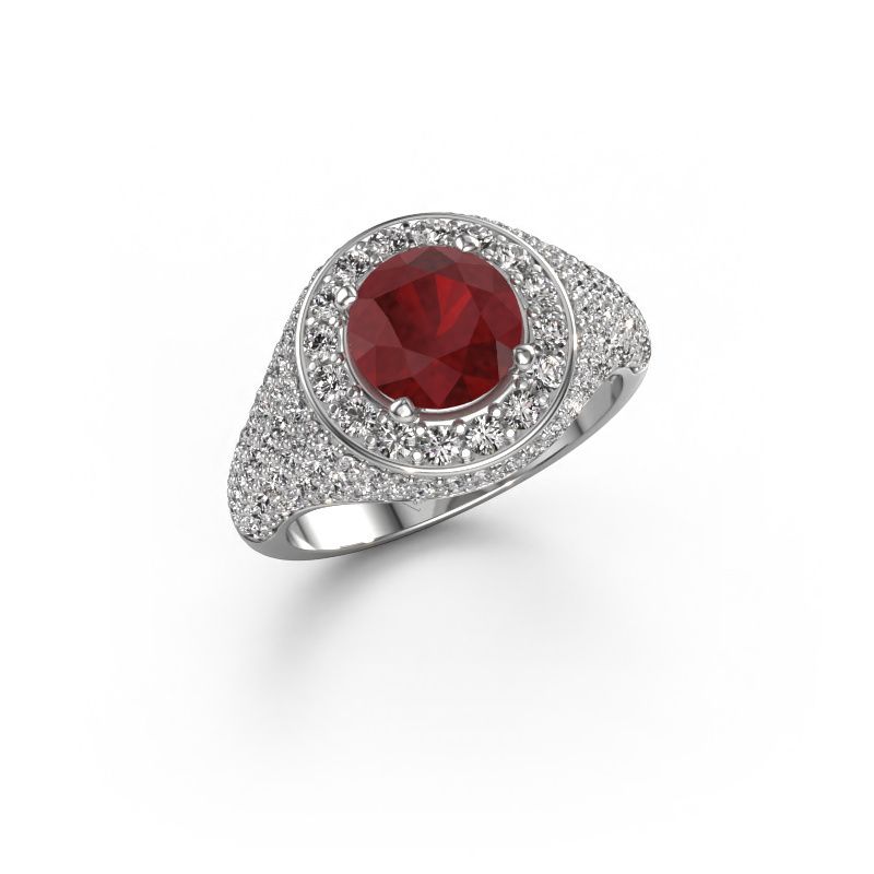 Ring Dayle 585 Weißgold Rubin 7 mm