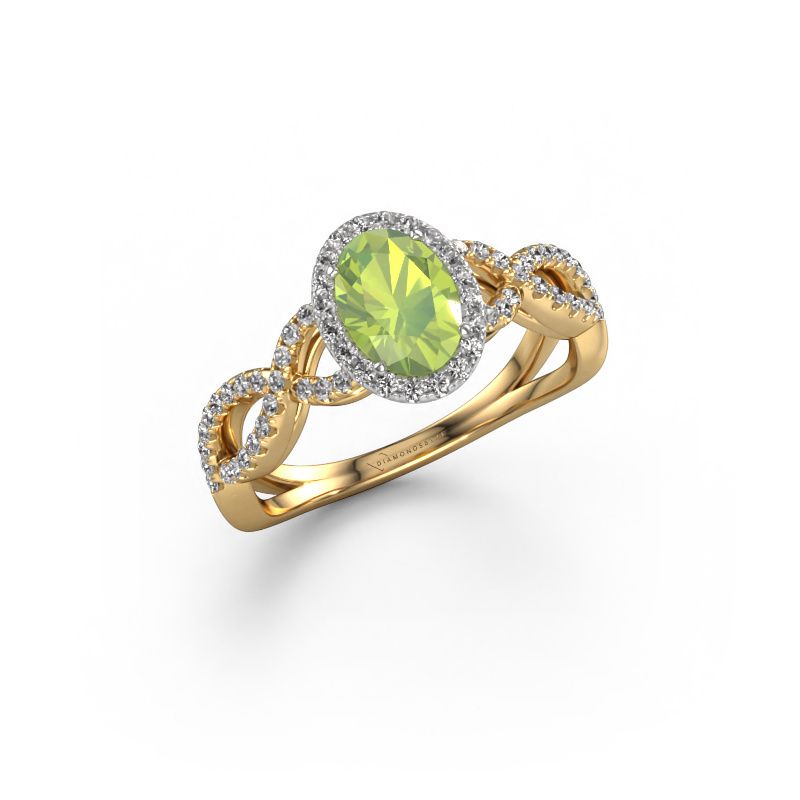 Verlovingsring Dionne ovl 585 goud peridoot 7x5 mm