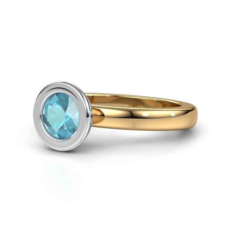 Image of Stacking ring Eloise Round 585 gold blue topaz 6 mm
