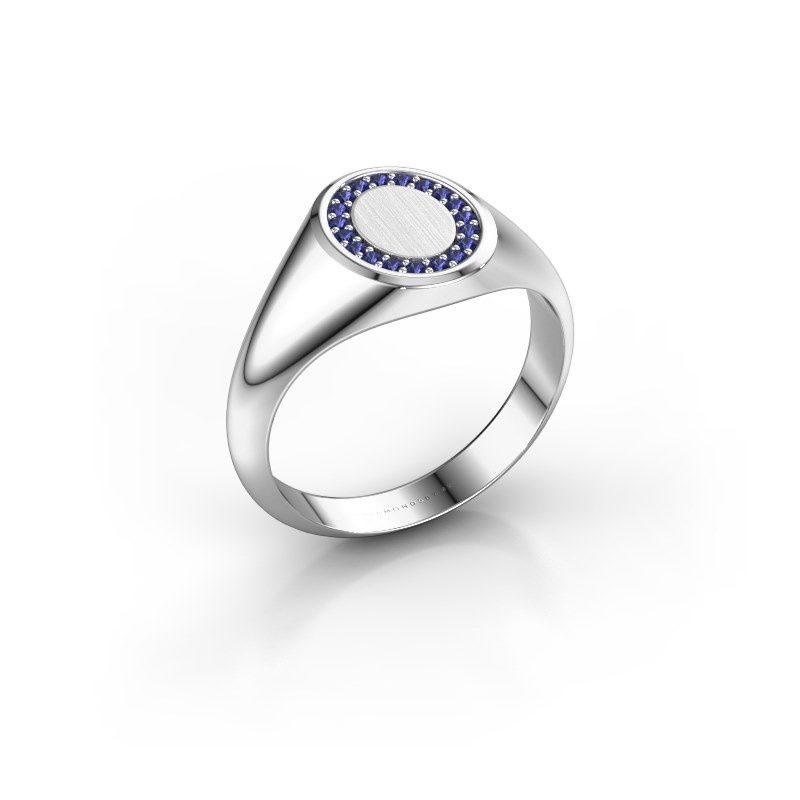 Image of Signet ring Rosy Oval 1 585 white gold sapphire 1.2 mm