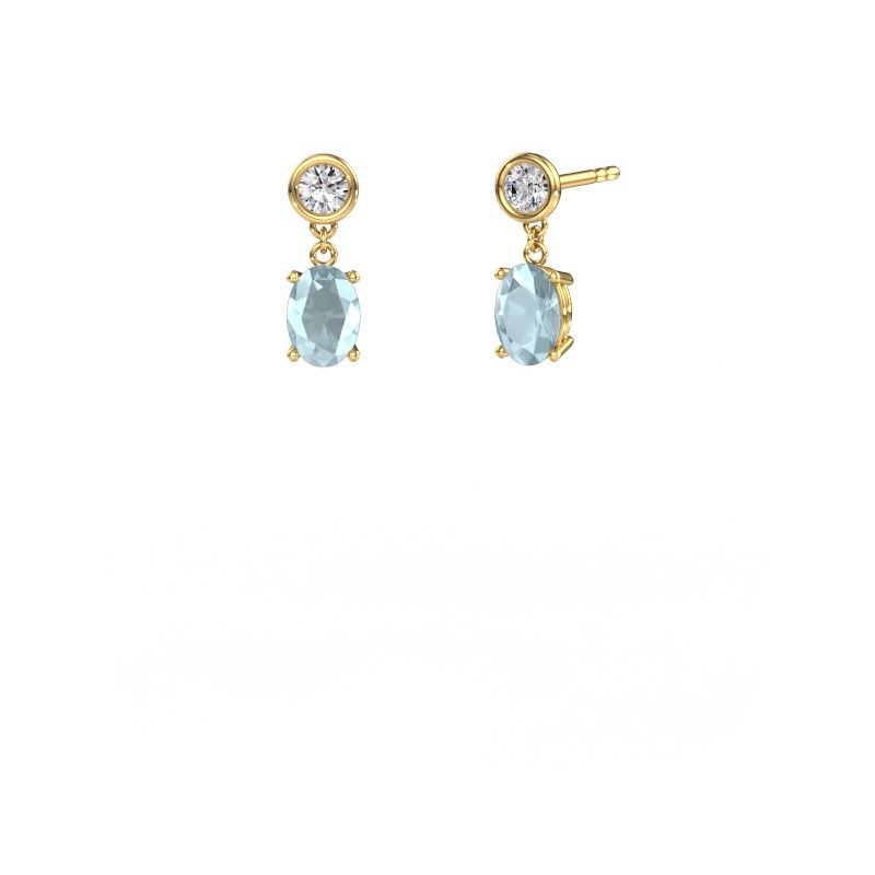 Pendants d'oreilles Lacey OVL 585 or jaune aigue-marine 7x5 mm