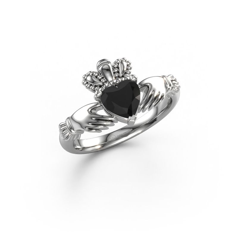 Ring Claddagh 2 950 platinum black diamond 1.05 crt