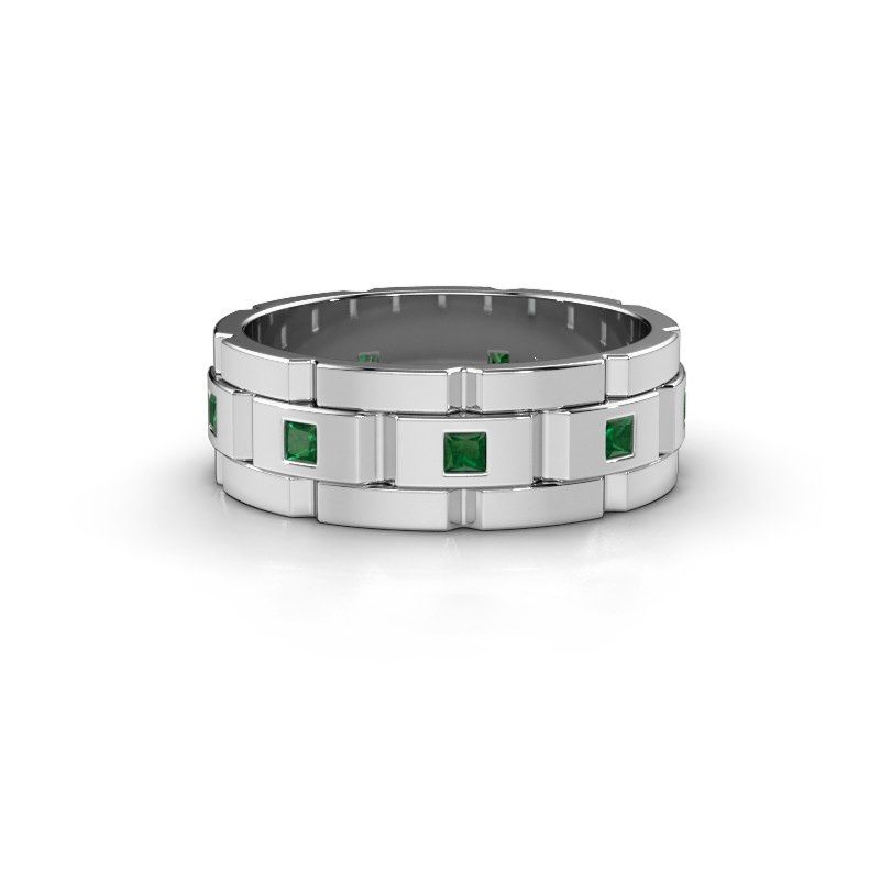 Afbeelding van Heren ring Ricardo 2 585 witgoud smaragd 2 mm