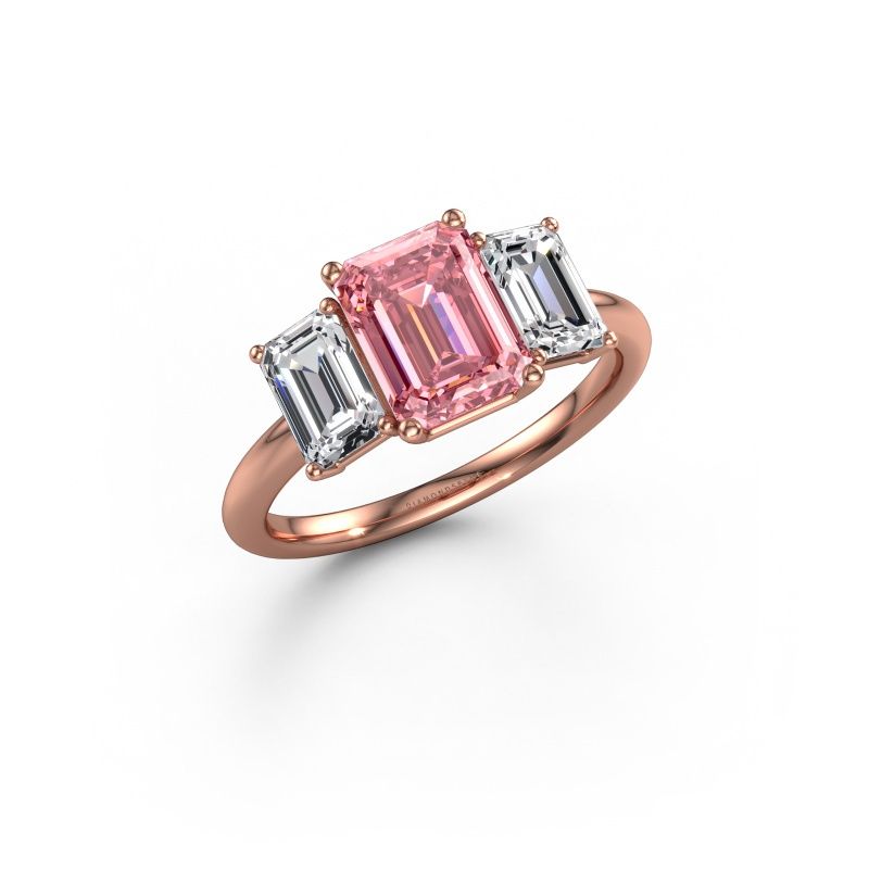 Engagement ring Sandra 585 rose gold pink lab grown diamond 8x6 mm