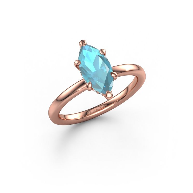 Bague de fiançailles Simone MRQ 2 585 or rose topaze bleue 11x5.5 mm