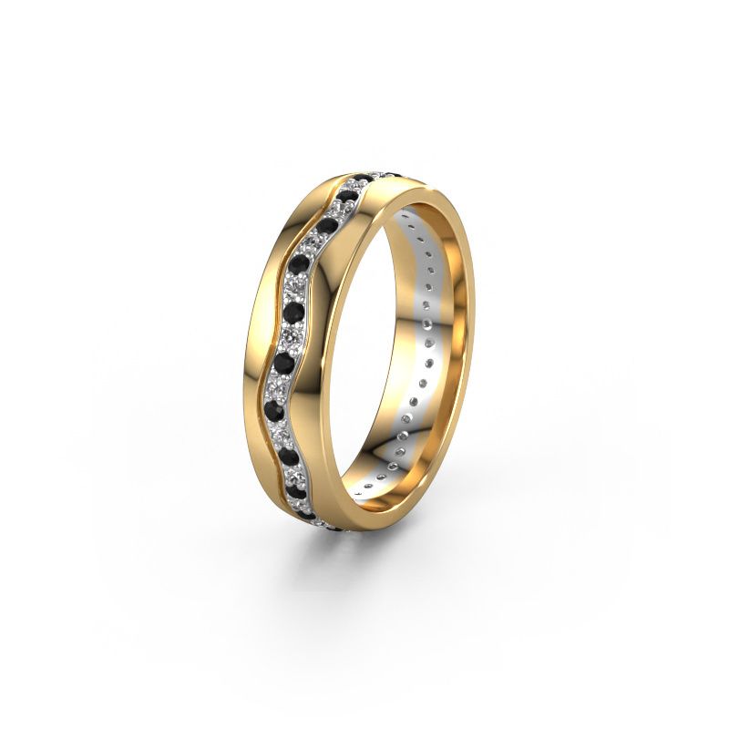 Wedding ring WH0803L25AP 585 gold black diamond ±5x1.7 mm