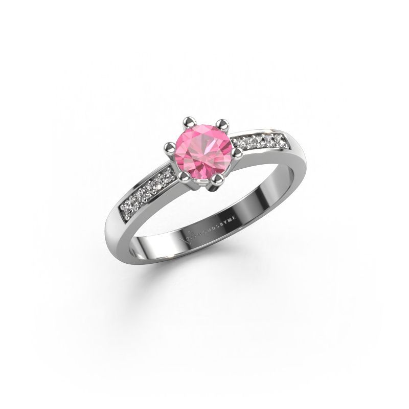 Verlobungsring Luna 2 585 Weißgold Pink Saphir 5 mm