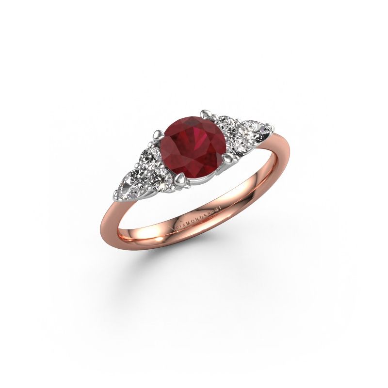 Engagement ring Melani RND 585 rose gold ruby 6 mm