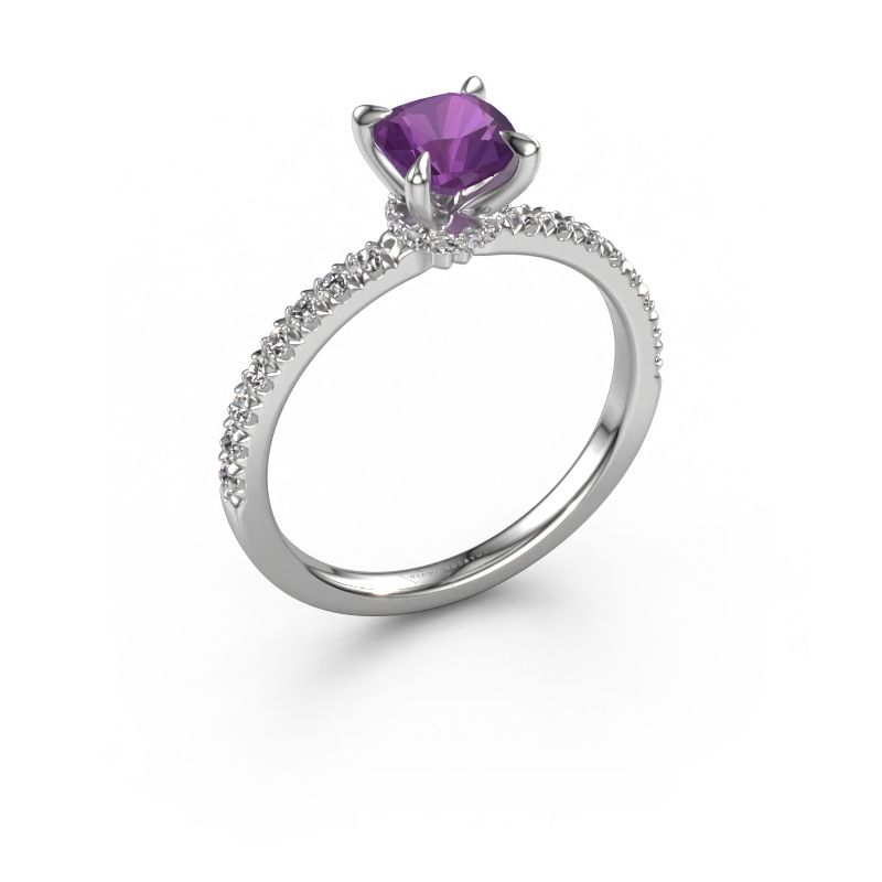 Engagement ring Crystal CUS 4 585 white gold amethyst 5.5 mm