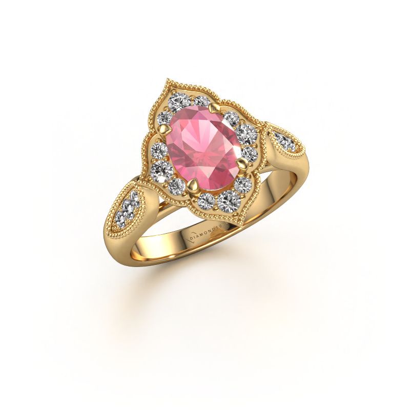 Engagement ring Rosan 585 gold tourmaline pink 8x6 mm