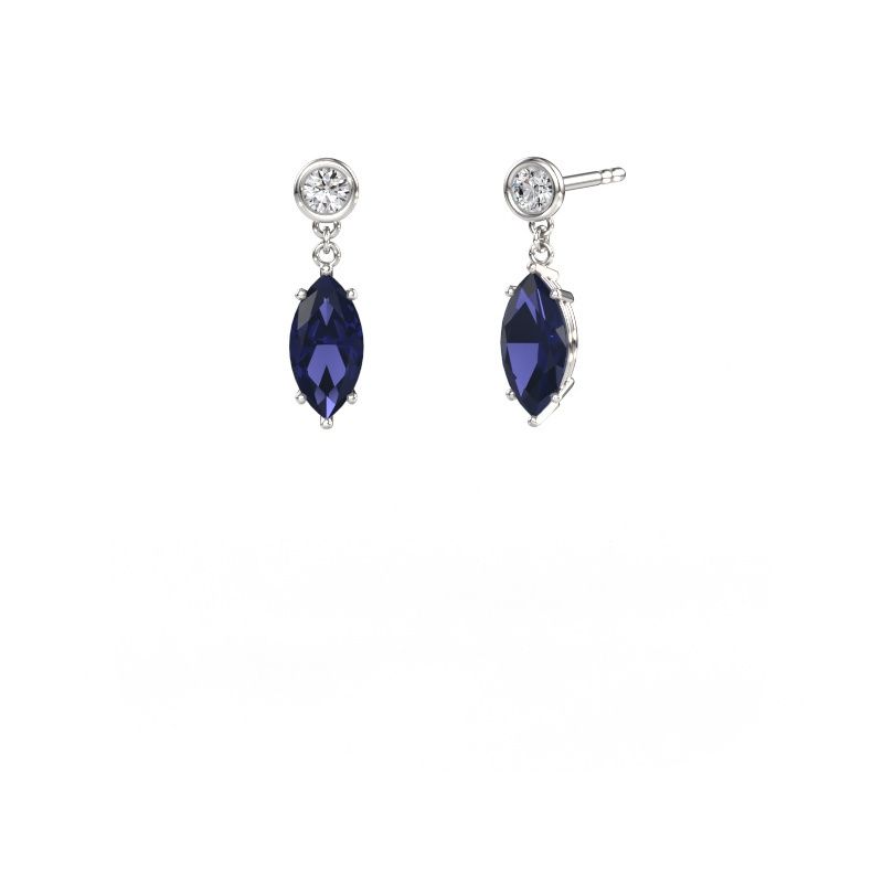 Pendants d'oreilles Lacey MRQ 950 platine saphir 10x5 mm