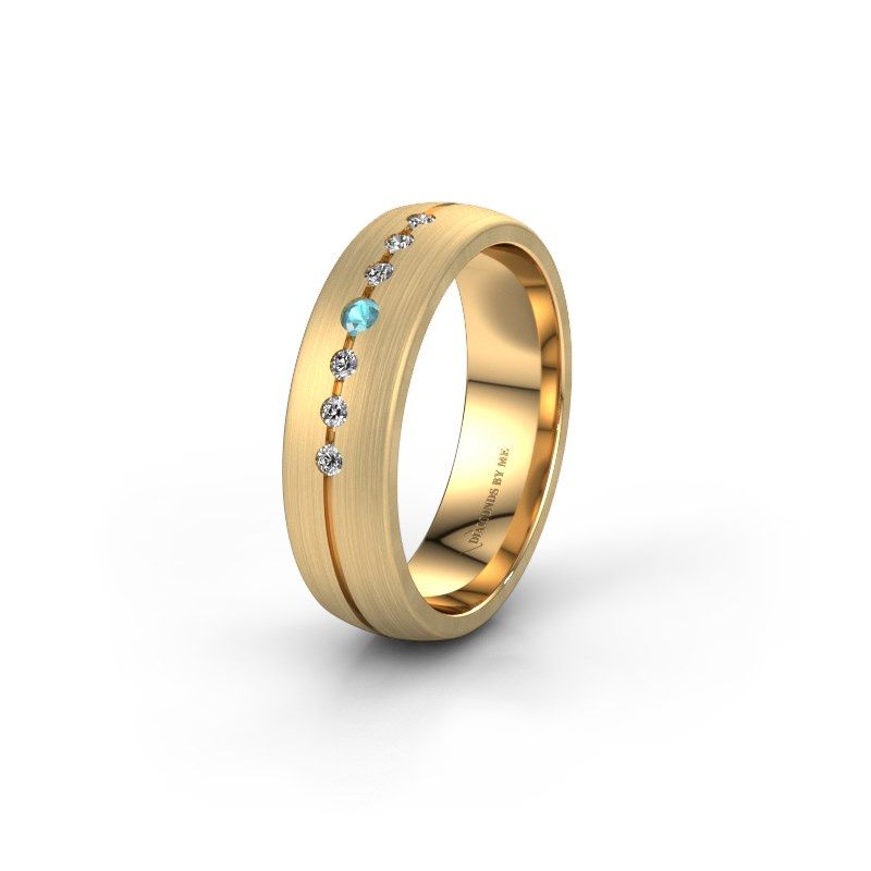 Afbeelding van Trouwring WH0162L25A<br/>585 goud ±5&comma;5x1.7 mm<br/>Blauw topaas