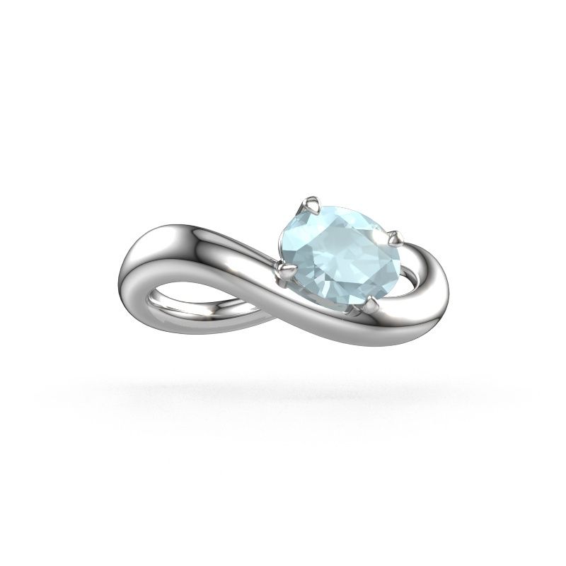 Engagement ring Chloe OVL 950 platinum aquamarine 7,5x5,5 mm