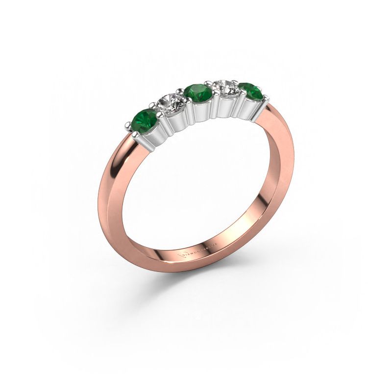 Ring Yasmin 5 585 rose gold emerald 3 mm