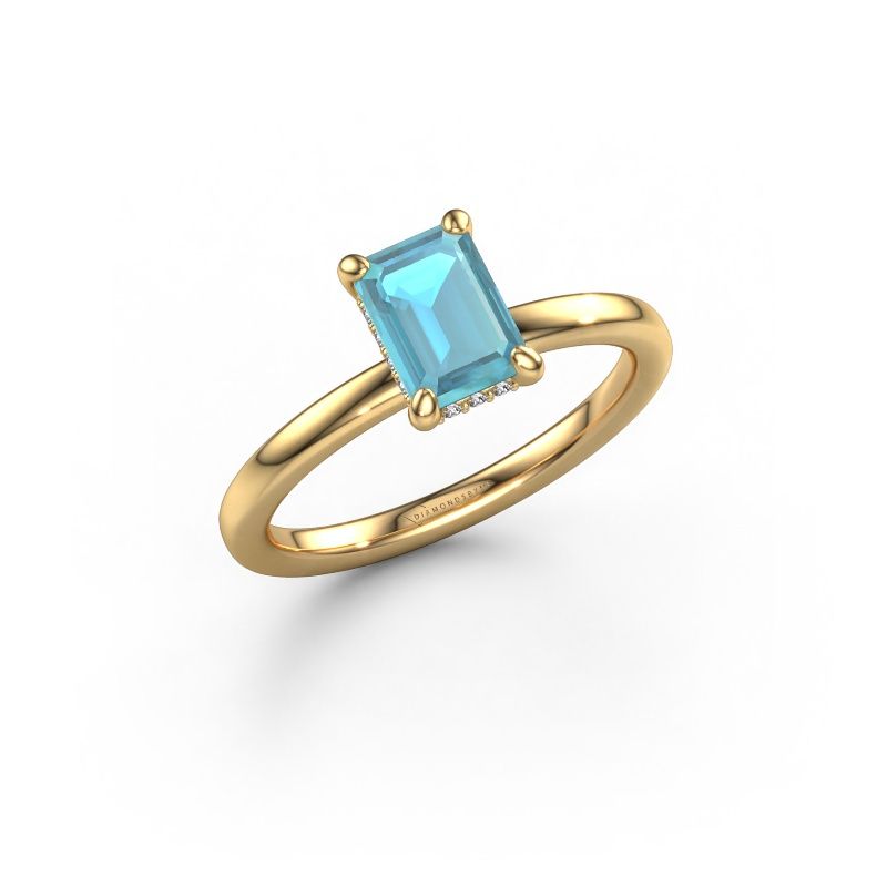 Engagement ring Simone EME 2 585 gold blue topaz 7x5 mm