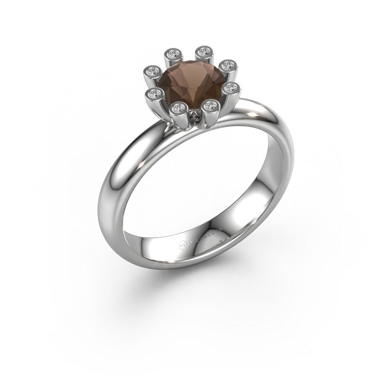 Ring Carola 3 585 white gold smokey quartz 6 mm