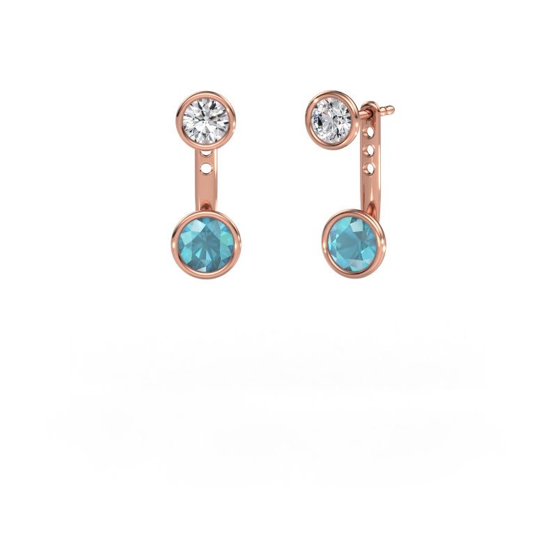 Ohrringe Halle 585 Roségold Blau Topas 6 mm