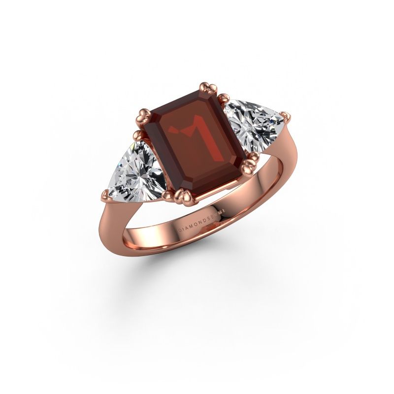 Bague de fiançailles Paula 585 or rose grenat 9x7 mm