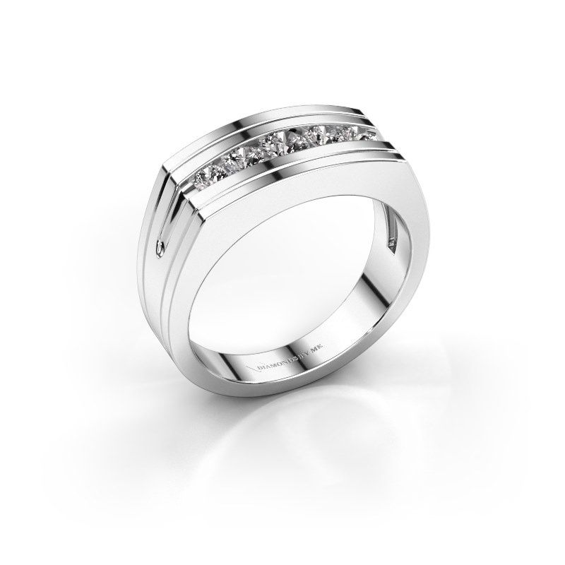 Image de Bague pour homme Huub<br/>585 or blanc<br/>Diamant synthétique 0.56 crt