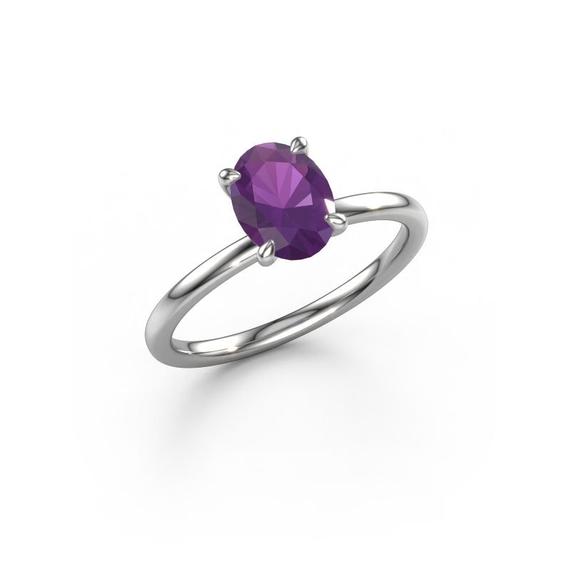 Engagement ring Crystal OVL 1 950 platinum amethyst 8x6 mm