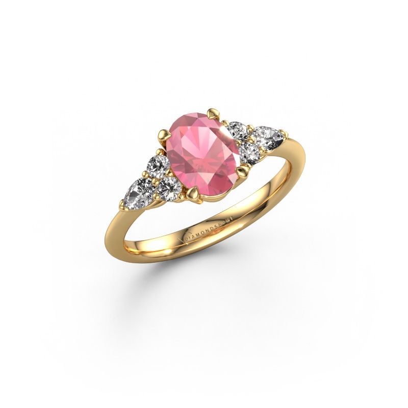 Engagement ring Melani OVL 585 gold tourmaline pink 8x6 mm