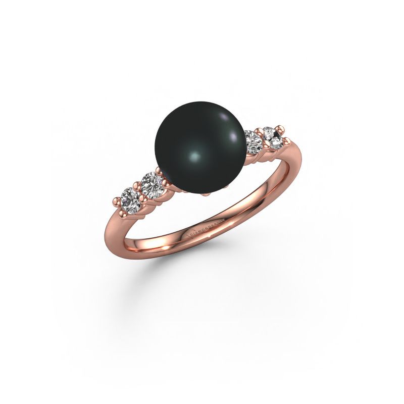 Ring Cecile 585 Roségold Schwarz Perle 5 mm
