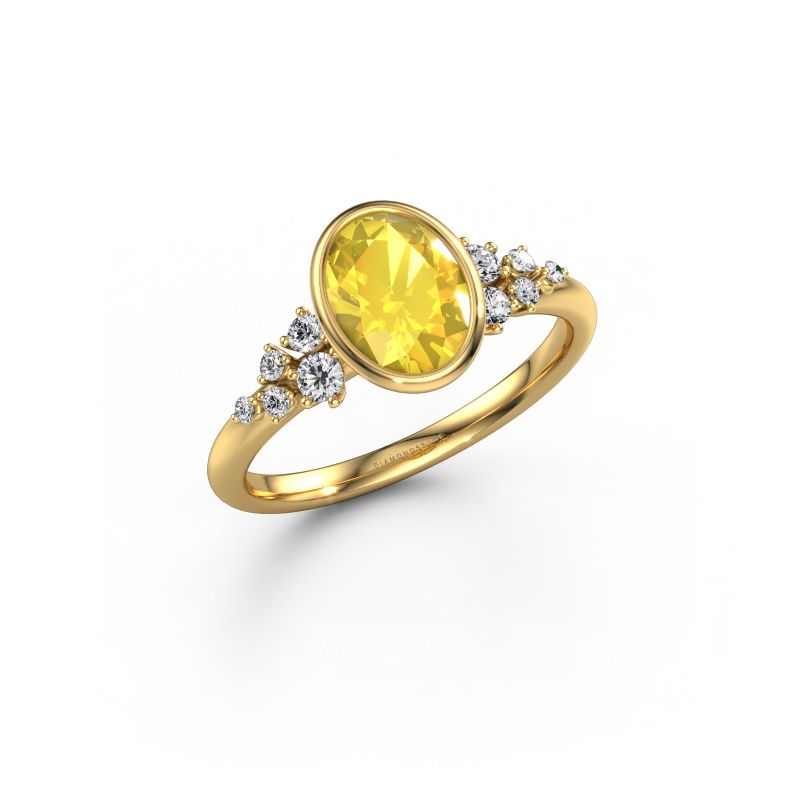 Engagement ring Aliyah OVL 585 gold yellow sapphire 8x6 mm