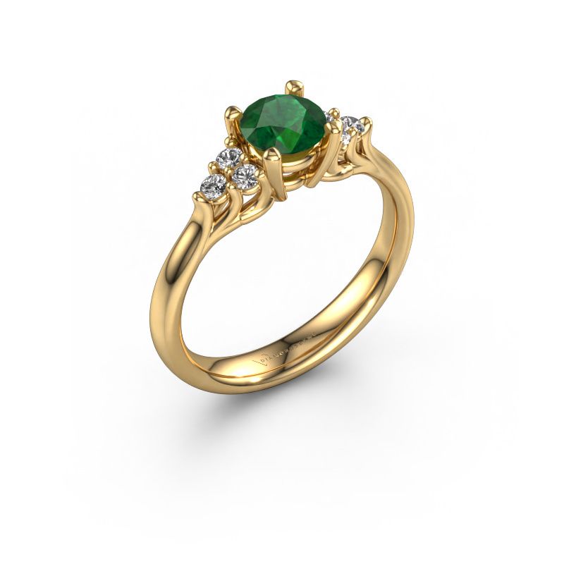Verlovingsring Monika RND 585 goud smaragd 5.5 mm