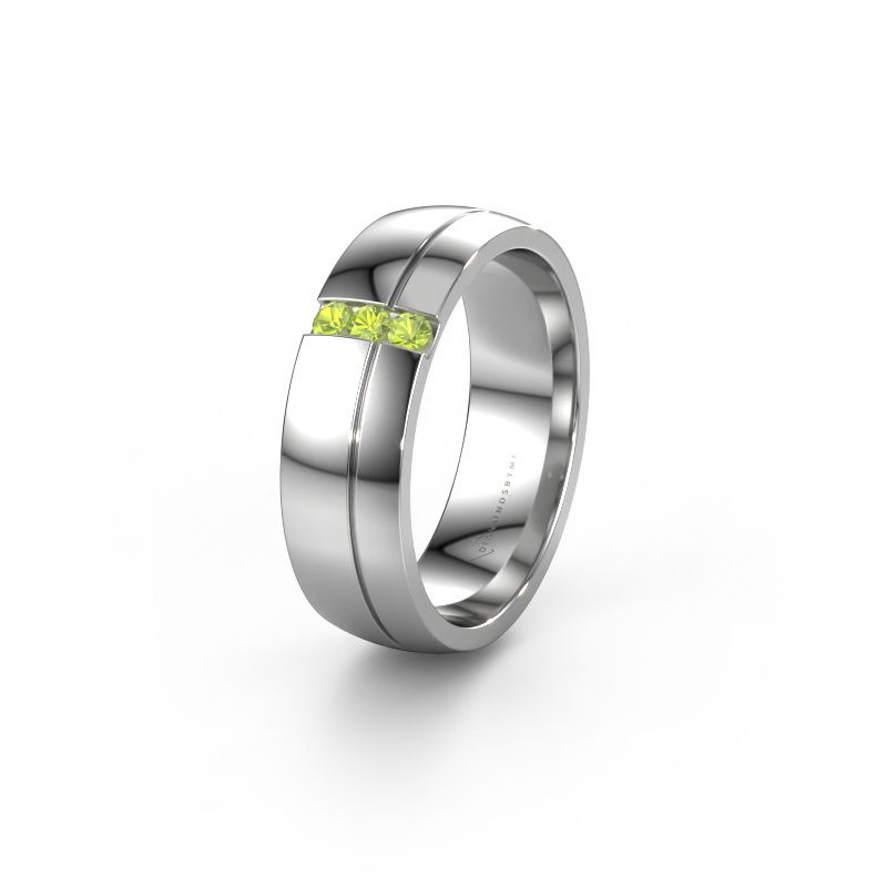 Wedding ring WH0223L56A 950 platinum peridot ±6x1.7 mm