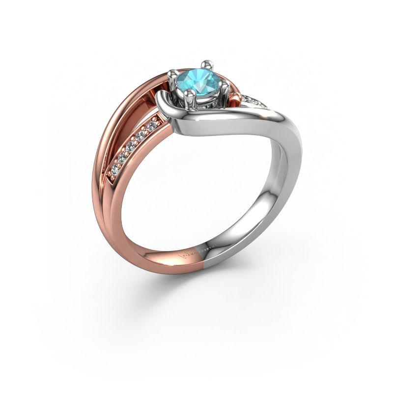 Ring Aylin 585 Roségold Blau Topas 4 mm