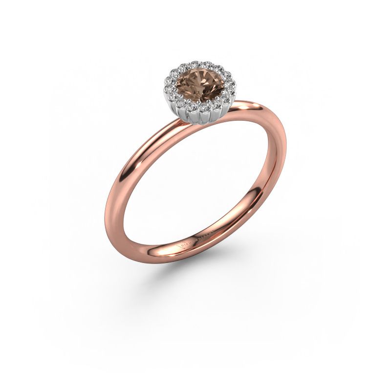 Bague de fiançailles Queen 585 or rose diamant brun 0.38 crt