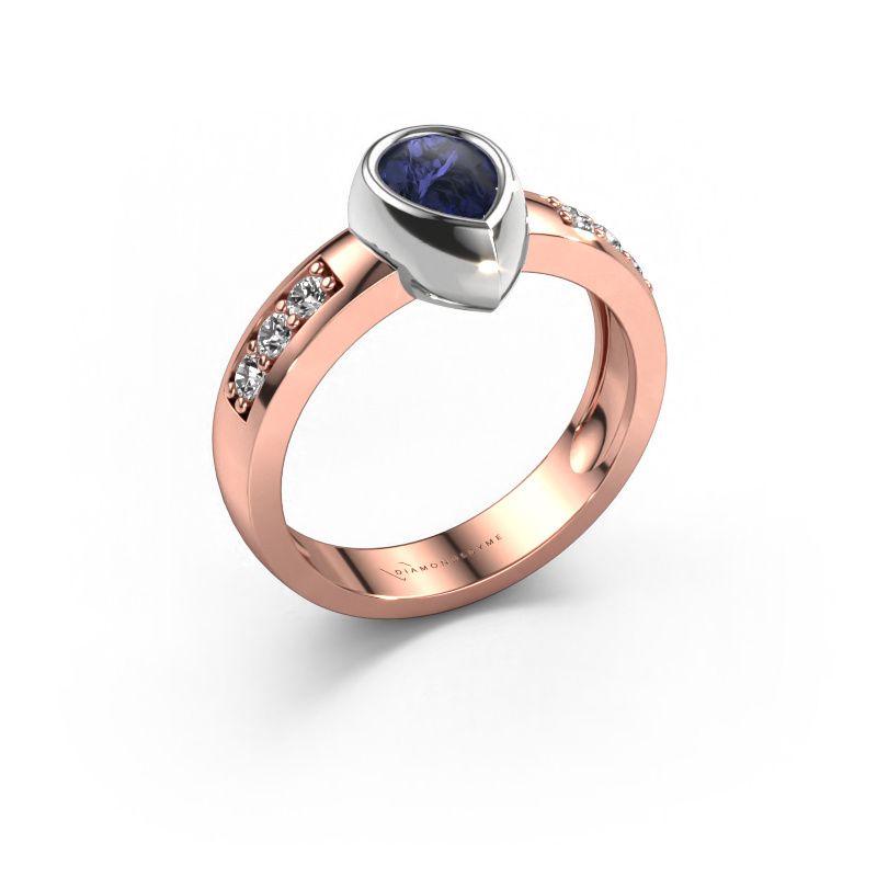 Ring Charlotte Pear 585 Roségold Saphir 8x5 mm