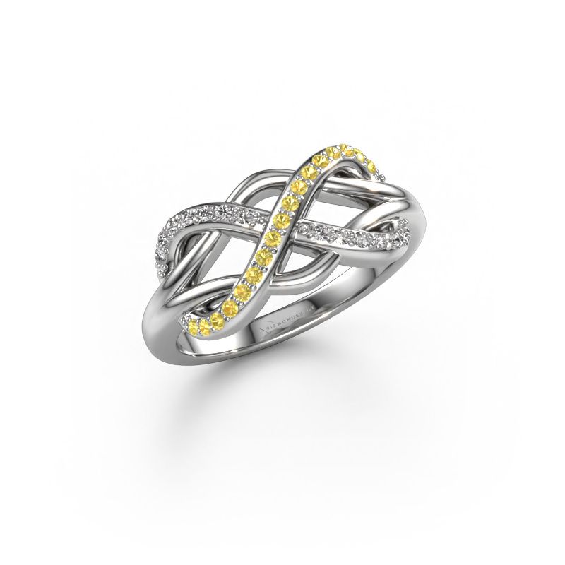 Ring Lizan 585 white gold yellow sapphire 1.1 mm